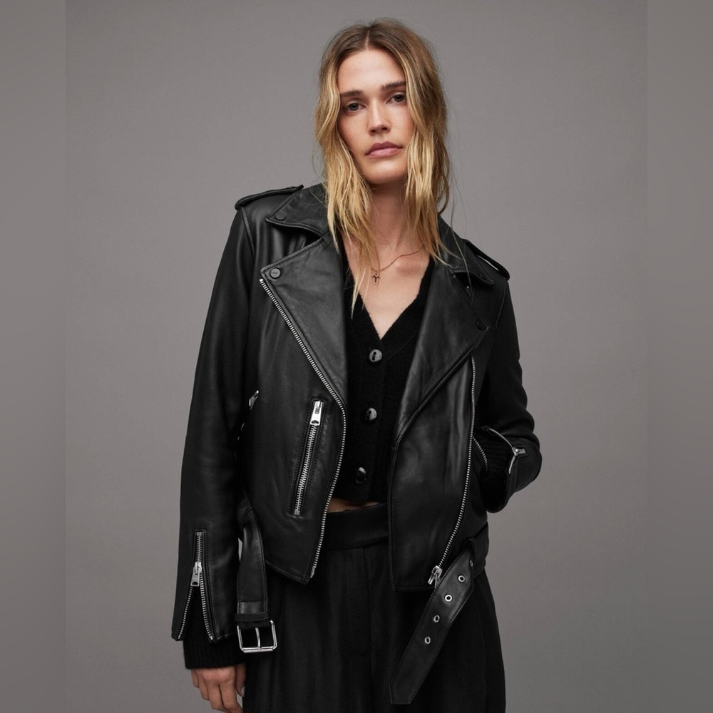 Allsaints BALFERN LEATHER BIKER JACKET size 4